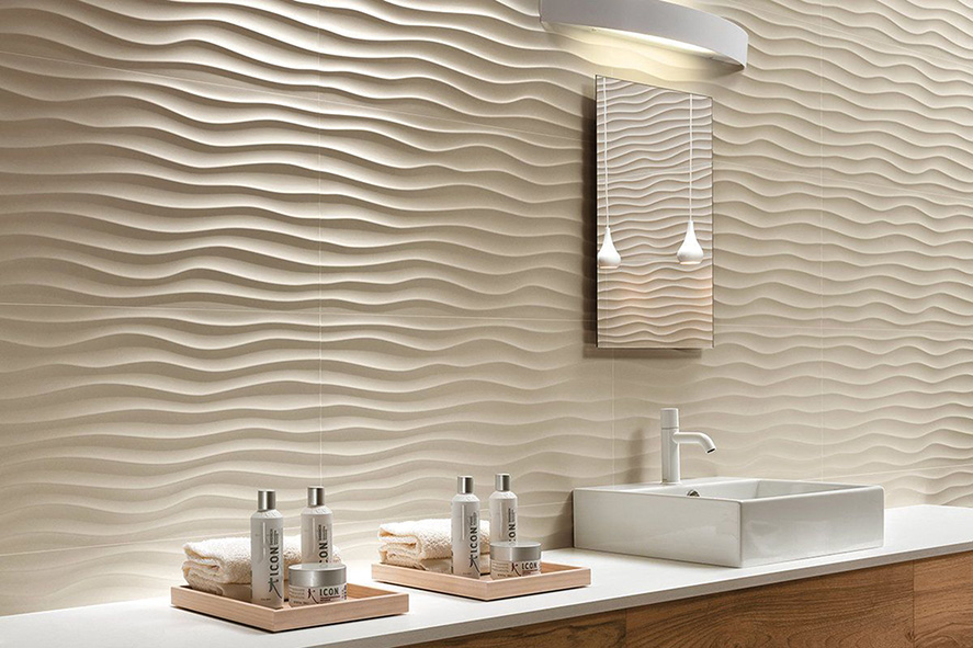 Carrelage Blanc Vague Relief