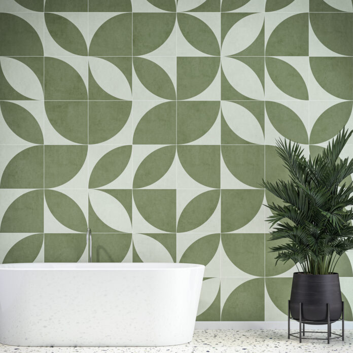 Luxury modern bathroom interior retro 80's style